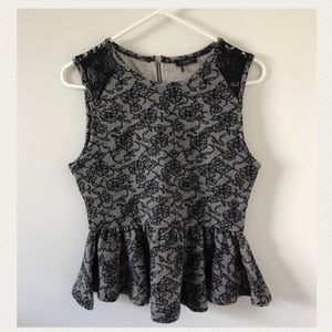 Dex Sleeveless Peplum Lace Blouse Top